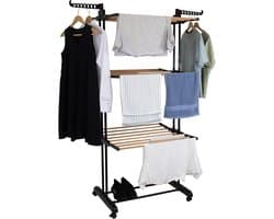 Kleding Airer Kleding Droogrek Extra Grote 4 Tier Kleding Paard Droogtoren Inklapbaar Rvs Kledingstuk Wasserij Kleding Droger Rekken Hout Effect