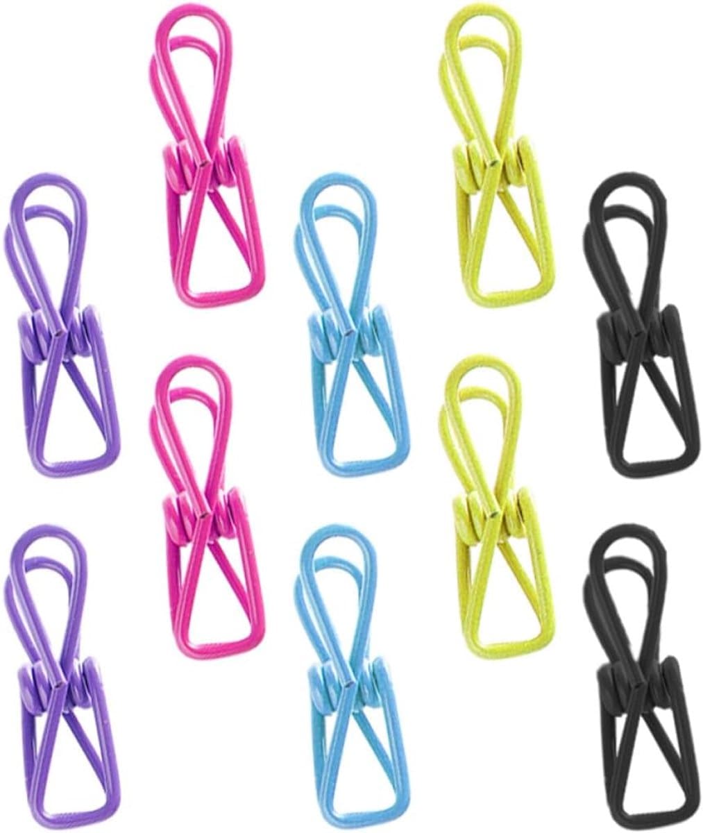 10 stuks- wasknijpers-wasknijpers Metaal -wasknijpers groot-wasknijpers Meerkleurig -Strandhanddoekclips- Quiltclips-Strandlaken Knijpers -Winddicht-Handdoekknijpers-Voor Strandlaken, Beddengoed En Dikke Kleding-Willekeurige kleur — afbeelding 1