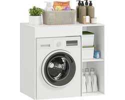 HOMCOM wasmachinekast opbouwmeubel met lade - Wasmachineombouw - Badkamerkast - Opbergkast - Wit