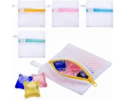 Waszak - Kleine waszak - Kleine waszak van gaas - Waszak voor lingerie - Machinewasbare waszak van gaas voor wascapsules - Waszak van gaas voor zeep - 12x12 cm - 5 stuks