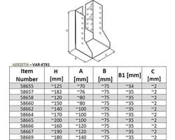 Set van 2 balkenschoenen 100x200mm - Draagschoen met 52 gaten - Verzinkt staal Z275