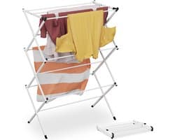 inklapbaar wasrek - 104 x 73 x 38 cm - 11 stangen - metaal - wit — afbeelding 1