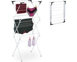 droogtoren - inklapbaar - 18 stangen - metaal - 136 x 62 x 51 cm - smal - wit