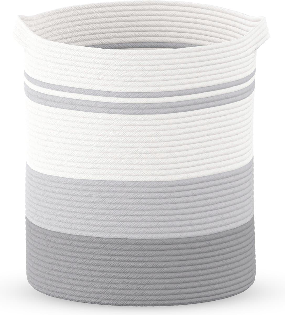 Organess wasmand - Wassorteerder - Opvouwbaar - 80L - Katoen - Wit & Grijs — afbeelding 1