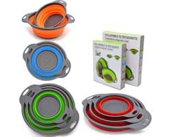 Opvouwbare Vergiet - Fruit Groente Wasmand - Keuken Gereedschap - Opvouwbare Vergiet - Fruit Groente Wasmand-Camping keukengerei - Reisgoederen - Siliconen- Zeef - set van 2 stuks - BPA vrij -wasmand