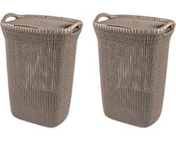 Curver Knit Wasmand met deksel - 57 l - set van 2 -Bruin — afbeelding 1