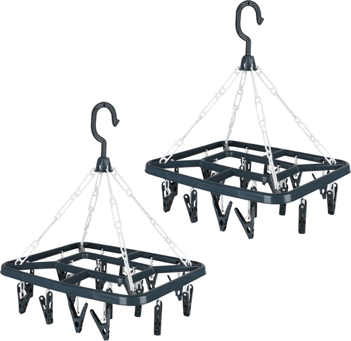 Urban Living Wasgoed droogcarrousel/droogmolen - 2x - 18 clips/knijpers - grijs - kunststof - 31 x 33 cm — afbeelding 1