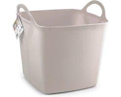 Plasticforte Kuip/emmer/wasmand - flexibel - beige - 27 liter - vierkant - kunststof - 36 x 34 x 37 cm — afbeelding 1