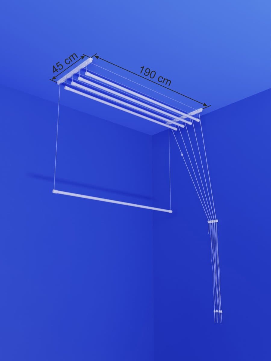 Heavy-duty Ruimtebesparend Plafond Droogrek - 5 stangen elk 190 cm lang — afbeelding 1