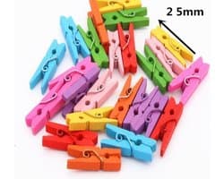 Kleine houten mini knijpers - 50 STUKS - Mix - Knijpertjes - Fotoknijpers - Geboorte wasknijpers - 2.5 CM - Kaartknijpers - Foto knijpers - Knijper om foto's aan op te hangen - Fotohouder - Knijpers - Wasknijpers - Kerstkaart hangers - Polaroid - Mix