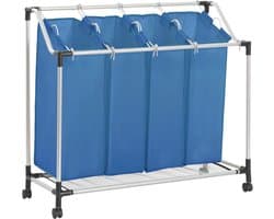 vidaXL - Wassorteerder - met - 4 - zakken - staal - blauw