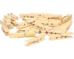 Wasknijpers voor wasgoed ophangen - bamboe hout - 40x stuks - beige - 7 cm — afbeelding 1