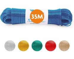 LaundrySpecialist Waslijn - Waslijndraad - Wasdraad - Waslijndraad met stalen kern - 35 meter met stalen kern - Blauw