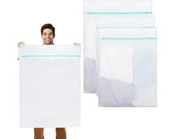 Pack van 3 grote wasnetten, 60 x 80 cm / 90 x 110 cm, waszak, waszak voor wasmachine, wasnet met ritssluiting voor delicate was, beddengoed, gordijnen, fleecedeken, ondergoed