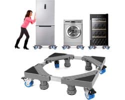 Wasmachine verhoger verstelbaar - wasmachine sokkel onderstel met 8 voeten en 4 wielen - antislip en schokabsorberend - 40-63 cm - wasmachinebasis Wasmachine verhoger