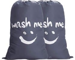 2 stuks waszakken voor op reis, vuile was, wasverzamelaar, waszak, grote opvouwbare wasmand, opbergtas, wasbak, outdoor, 120 liter, grijs — afbeelding 1