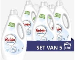 Robijn Stralend Wit Vloeibaar Wasmiddel - 5 x 36 wasbeurten Voordeelpakking - Met 95% biologisch afbreekbare ingrediënten