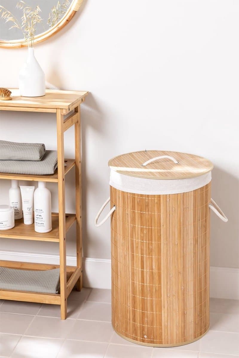 MIRA Home - BOSTIC - Jerez - Bamboe Wasmand - Functioneel en Decoratief - Duurzaam - Natuurlijk en Eenvoudig Ontwerp - Afmetingen 60cm — afbeelding 1