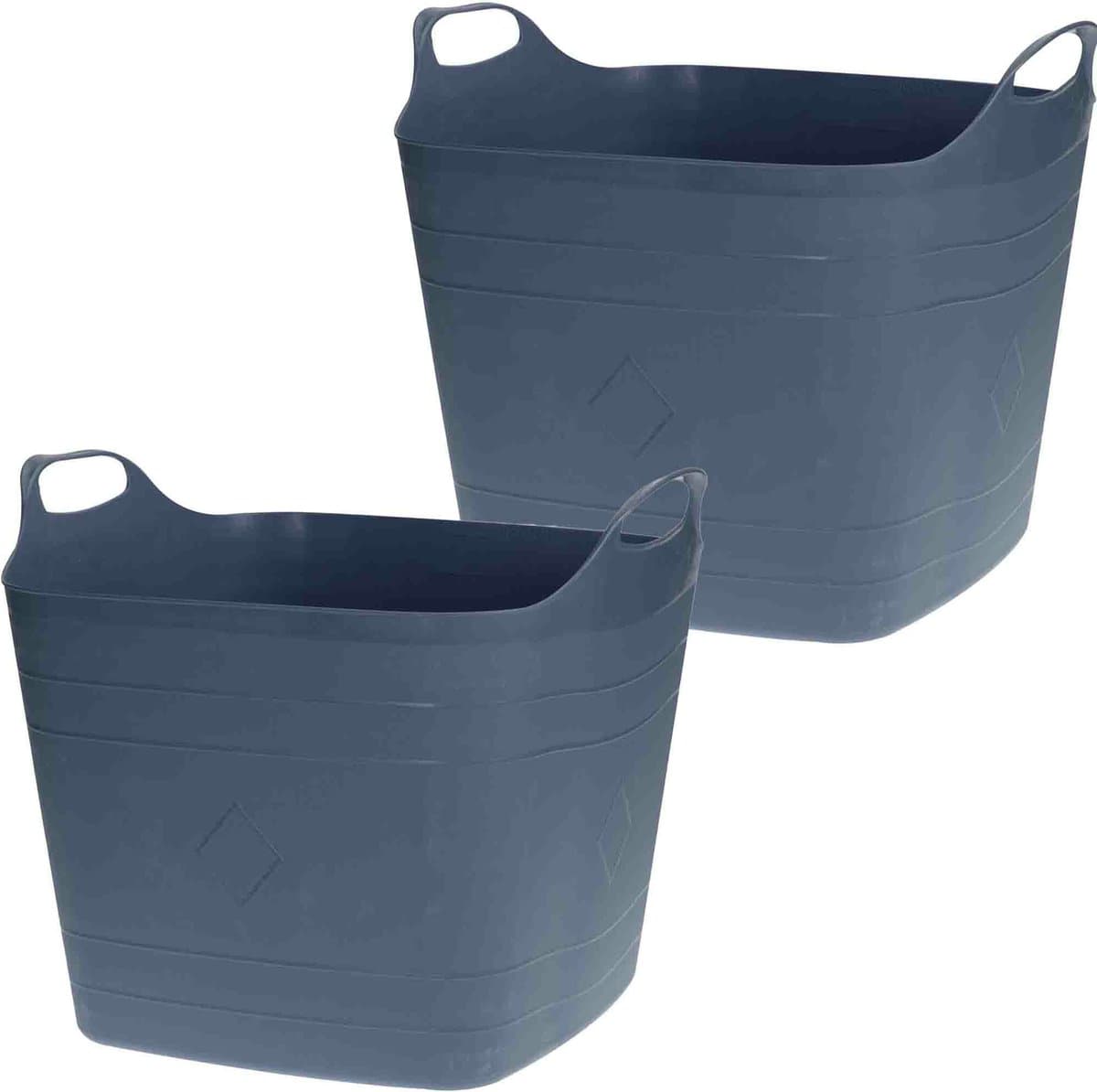 Bathroom Solutions flexibele kuip emmers/wasmanden - 2x stuks - blauw — afbeelding 1