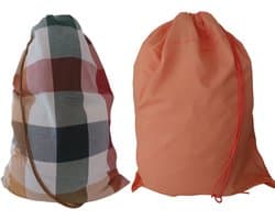 Bluvardi katoenen waszak -XXL- met trekkoord - multi ruit-oranje