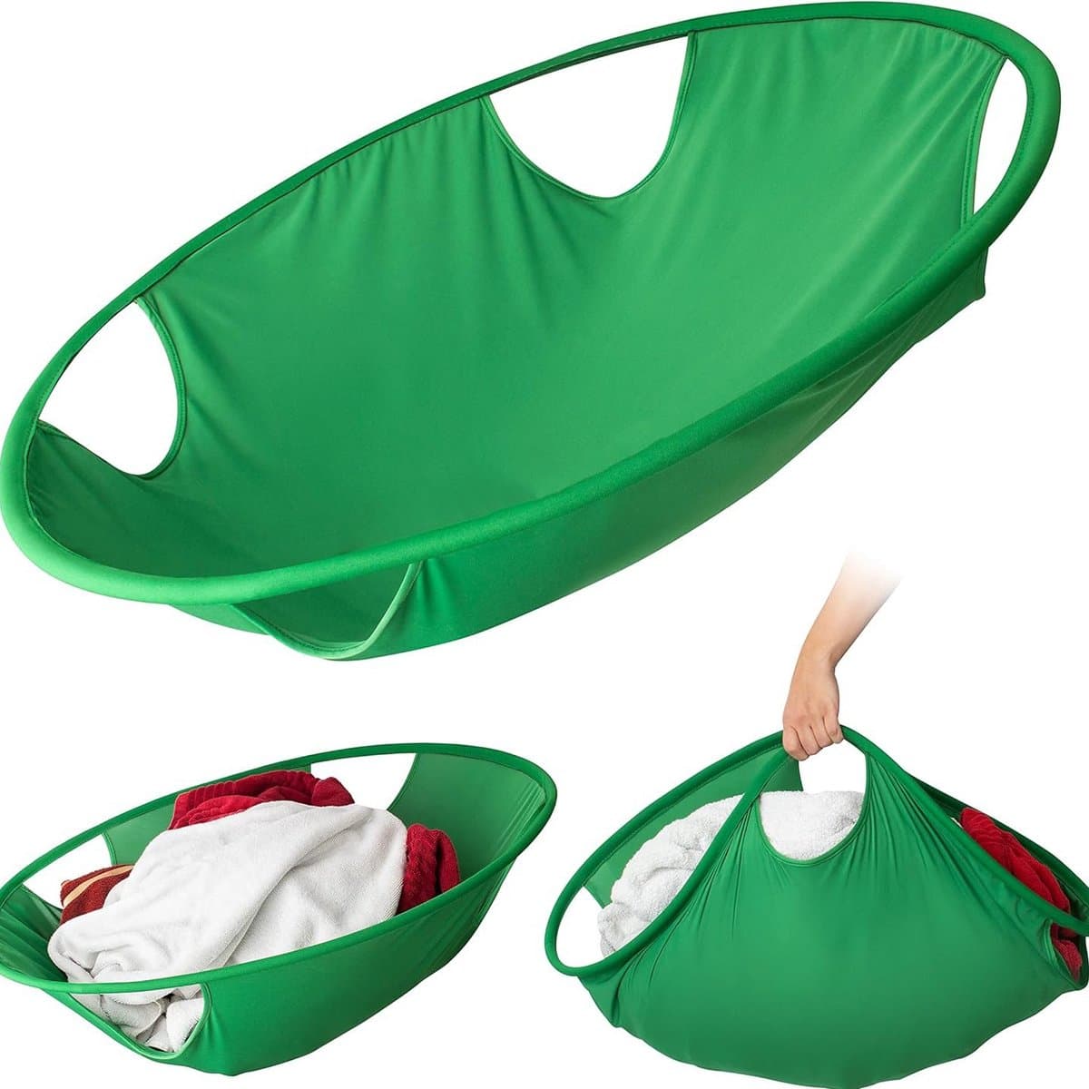 L - Opvouwbare wasmand - Opvouwbare wasmand - Draagbare wasmand - Wasmand - Wasmand - Voor het wassen en uit de droger halen van vuile was - Opvouwbare opbergruimte - bespaart ruimte - Groen — afbeelding 1