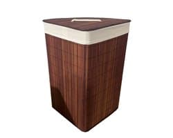 Ceruzo Bamboe Wasmand - Hoek Model - 72L - Vouwbaar - Deksel - 35 x 35 x H 60 cm- Bruin