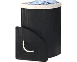 Ceruzo Bamboe Wasmand - Hoek Model - 72L - Vouwbaar - Deksel - 35 x 35 x H 60 cm- Zwart