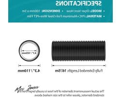Mrs. Jones Power Afvoerslang Ø 100 mm lengte 5 m flexibele pvc-aluminium buis ventilatieslang geluidsgeïsoleerde warmte-isolatie aluminium flexibele slang afvoerbuis voor afvoerluchtventiel UV-bestendig HVAC-systeem .