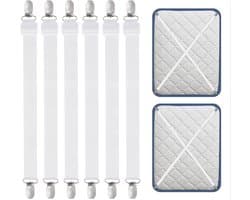 JGS ® Verstelbare Elastische Bedlakenspanners voor Diverse Toepassingen, 6 Stuks, 55-250 cm, Wit