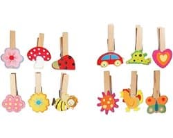 Houten speelgoed knijpers decoratief setje van 12