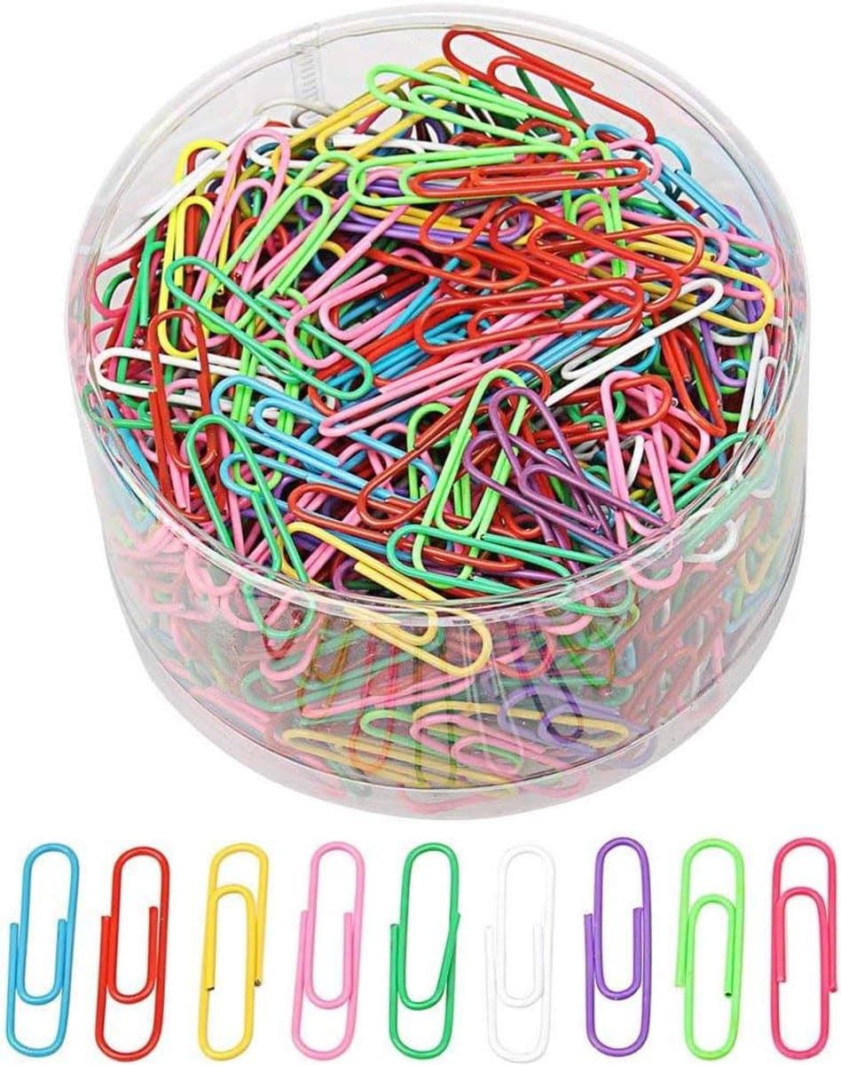 500 Stks Papier Clips Gekleurde Papier Clips Plastic Gecoat Metaal Papier Klemmen voor Kantoorbriefpapier Verschillende Kleuren — afbeelding 1