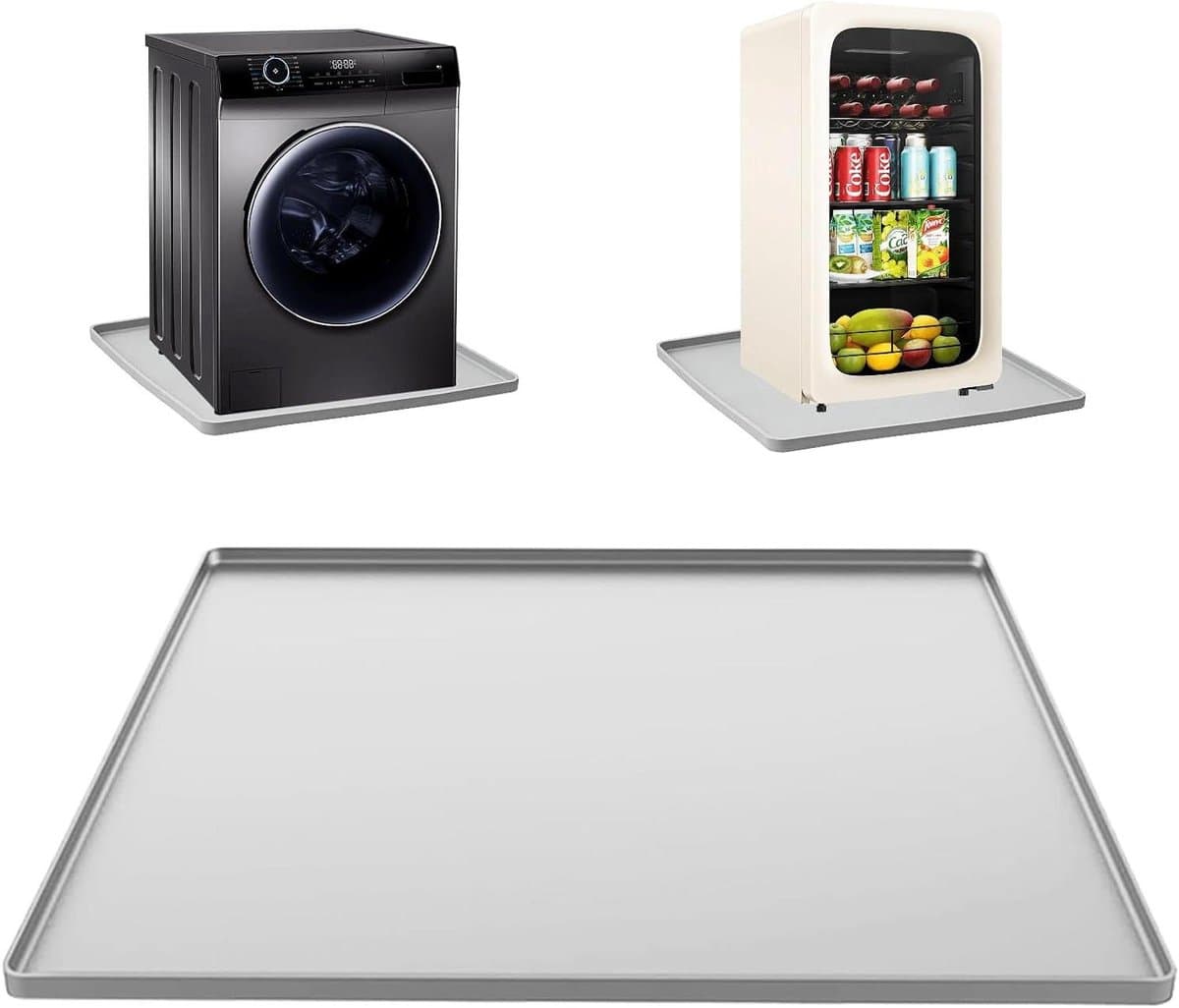 Lekbak Wasmachine - Apparaat Bak - Vloer Beschermen - Roestvrij Staal - 90x55x5cm - Zilver — afbeelding 1