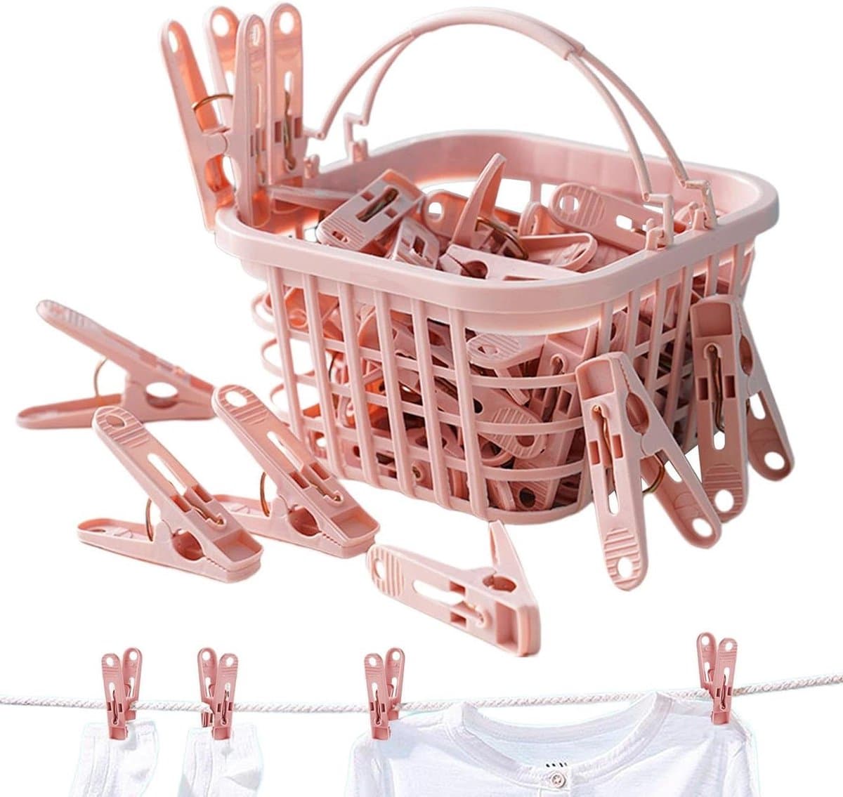 Wasknijpers - Kledingklemmen - Was ophangen - Windbestendig ontwerp - 50 stuks - Roze — afbeelding 1