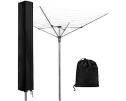 Droogmolenhoes - Droogmolen Hoes Universeel - 165x16x16 cm - 210D Heavy Duty Roterende Droogrek Hoes - Afdekking Buiten - Ritssluiting - Zonwering - Waterdicht - voor Tuindroger, Droger - Zwart — afbeelding 1