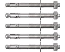 Lumonic 5x Heavy duty anker M8 x 95Gegalvaniseerd I Voor gebruik als metaalanker, boutanker, bliksemschichtanker I Voor diverse soorten doorsteekinsta