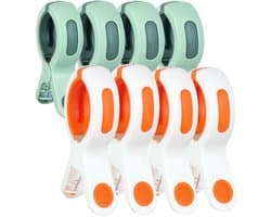 GELLDG Handdoekklemmen - Strandclips - Winddicht En Antislip Ontwerp - Gemaakt Van Duurzaam PP-Materiaal - 8 Stuks In Set - Geschikt Voor Strandstoel En Waslijn - Groen En Wit
