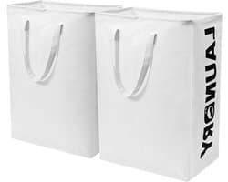 Opvouwbare wasmand 2-pack 75 liter met deksel - wasverzamelaar, smalle wasmand voor badkamer en woonkamer, 60 x 40 x 34 cm.