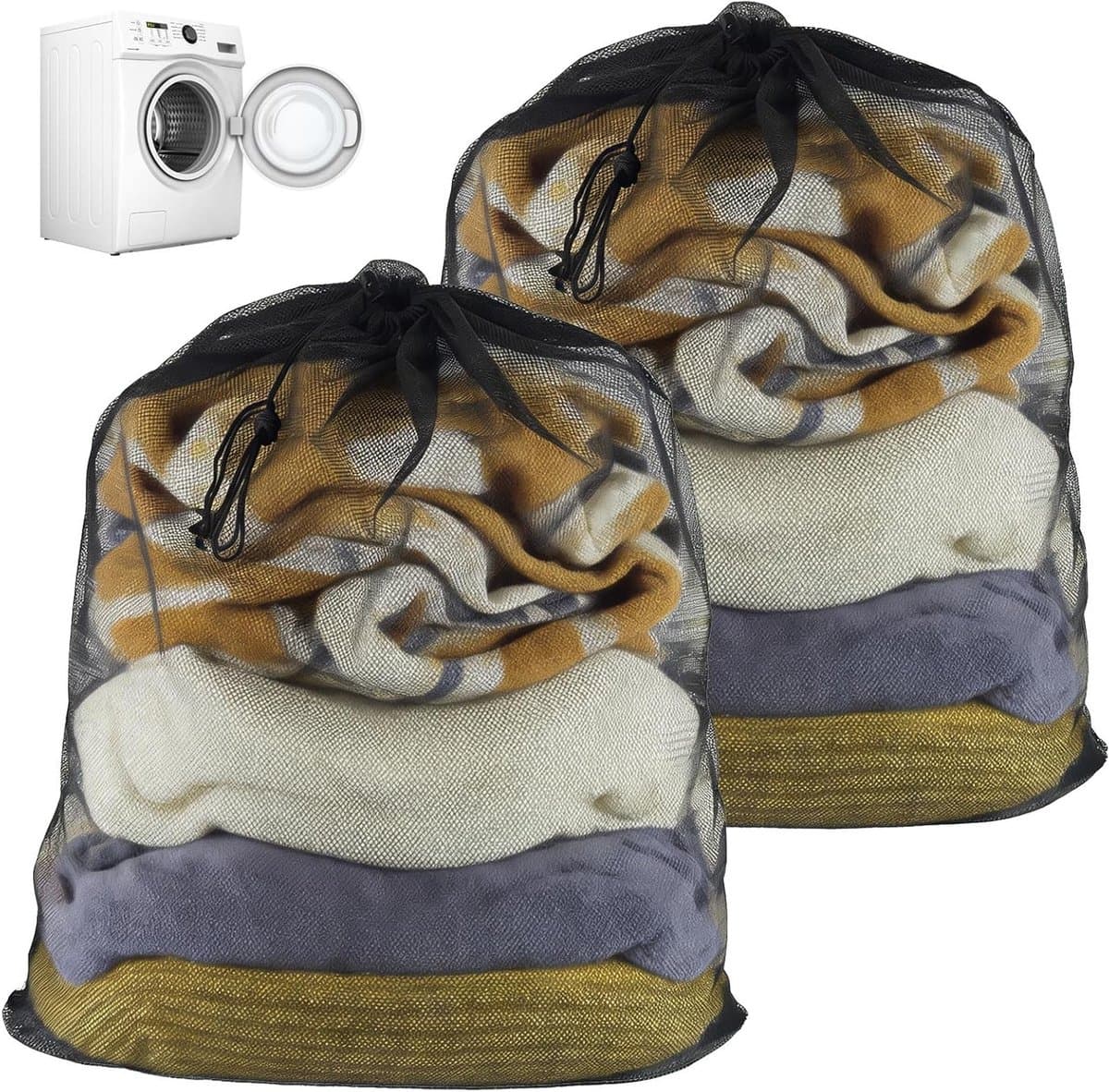 Grote waszakken van 70 x 90 cm, wasnet met trekkoord voor wasmachine, ideaal voor kleding en beddengoed — afbeelding 1