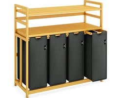 RUX® Wasmand 4 Vakken - Wasmand - Wassorteerder - Grijis - 42cm x 103cm x 100cm