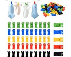 Kleurrijke Sokkenklemmen - Sokkenhouders Clips - Sokken Sorteren - Voor Wasmachine Droger - 50 Stuks - Multicolor