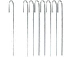 Dailygoody - Grondanker - J-haken - Veilig en stevig - 30 cm - Haringen voor trampolines - Ideaal voor camping en tenten - Geschikt voor verschillende...
