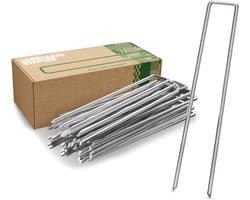 GardenGloss® Anti-Roest Stalen Grondankers Voor Extreem Harde Grond (250 Stuks) - 200 mm Lang, 25 mm Breed, Ø 3.8 mm