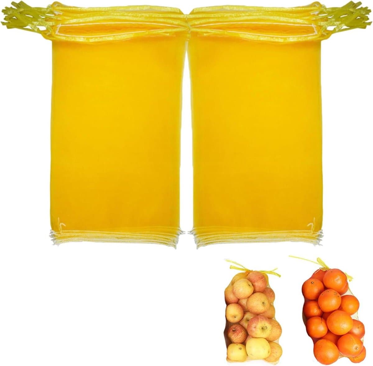 Fruitnetzakken - Mesh zakken - Boodschappen bewaren - Ventilerend ontwerp - 50 stuks - Geel — afbeelding 1