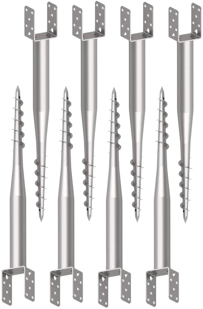 Grondanker U-Fix - Paaldrager Bodemhuls - Houtbouw Bevestigen - Thermisch Verzinkt Staal - 670 mm Lengte - Zilver — afbeelding 1
