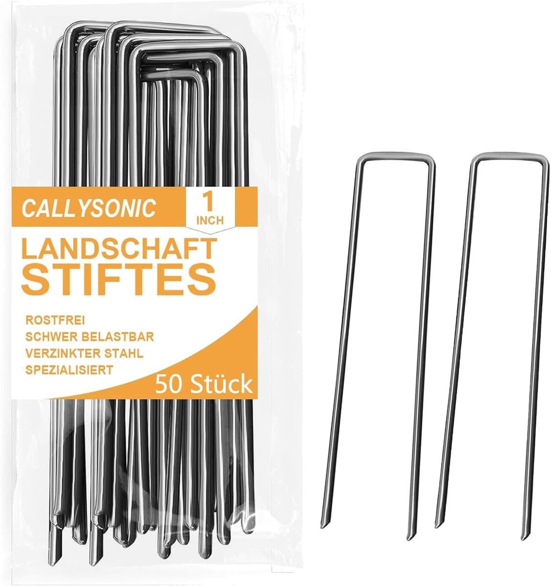 Byshayne- Grondankers 50 Stuks - Roestvrij Staal - Haringen/Tentharingen - Voor Tuinvlies/Onkruidvlies - U-vormige Grondhaken - 150/200 mm x 40 mm x Ø 2,5 mm — afbeelding 1
