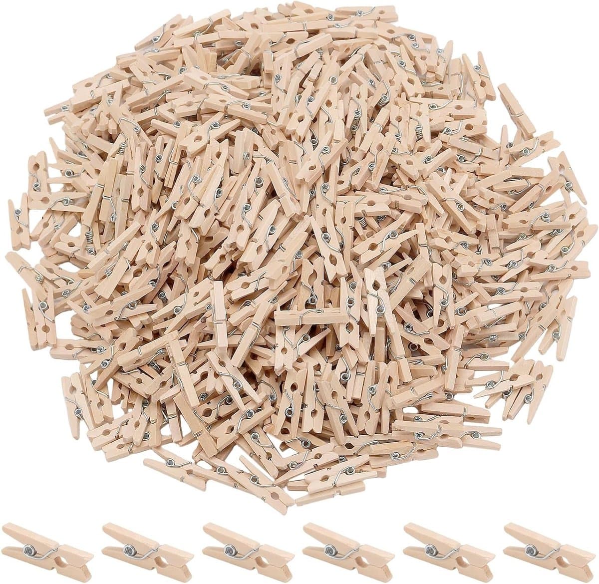 600 stuks mini houten wasknijpers voor ambachtelijke decoratie, DIY projecten en knutselen, 1 x 0,3 cm — afbeelding 1