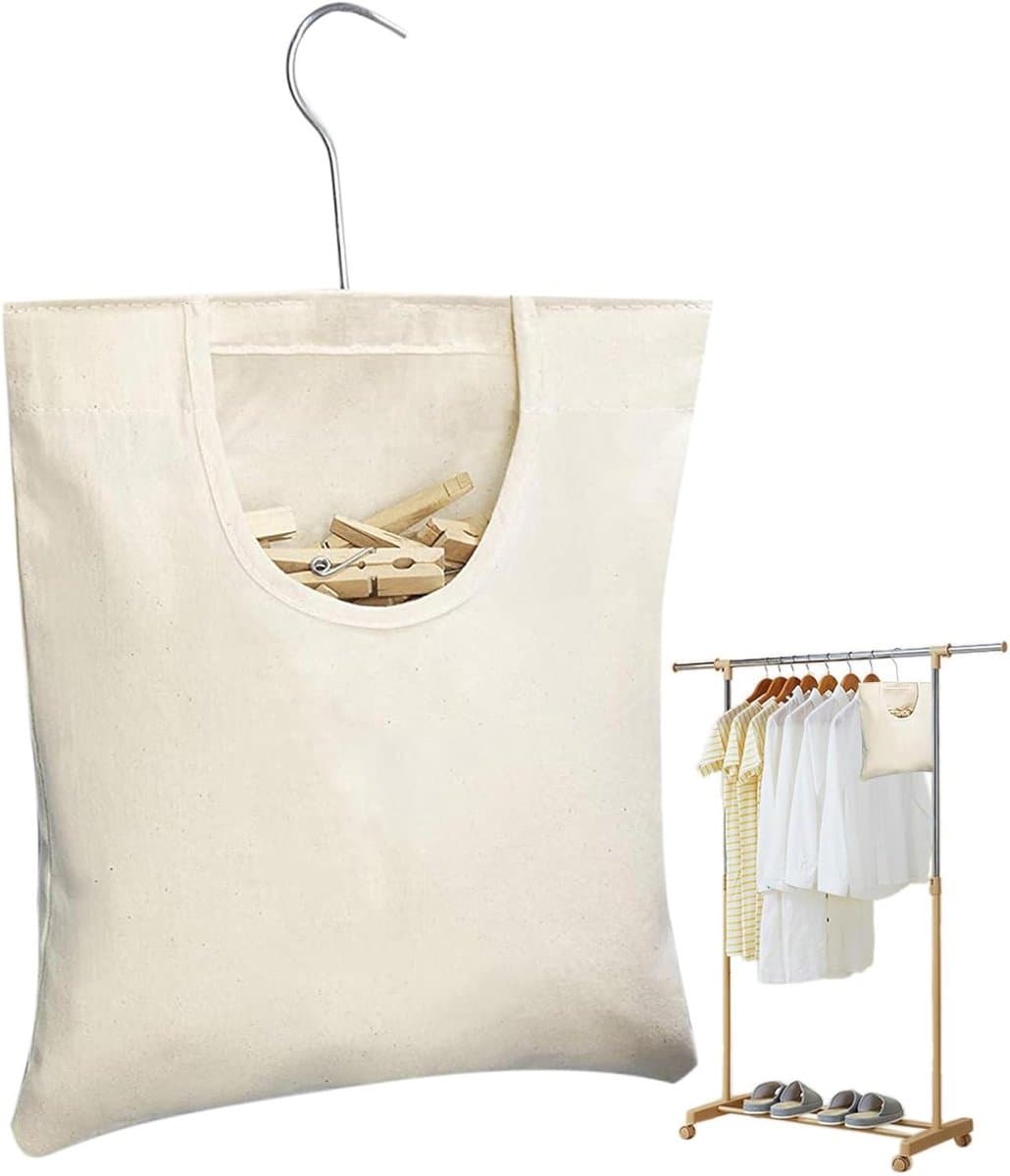 Opbergtas Wasknijpers - Wasclip Organizer - Wasknijpers Opbergen - Waterdicht Stofvrij - 31x26 cm - Grijs — afbeelding 1