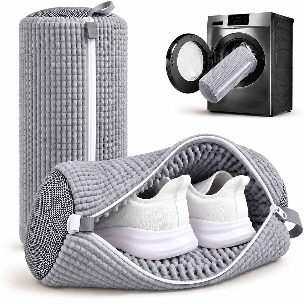BOTC Schoenwaszak - Waszak voor schoenen - 2 stuks - Herbruikbaar - Wasmachine&Droger - voor Sneakers en Tennisschoenen - Grijs — afbeelding 1