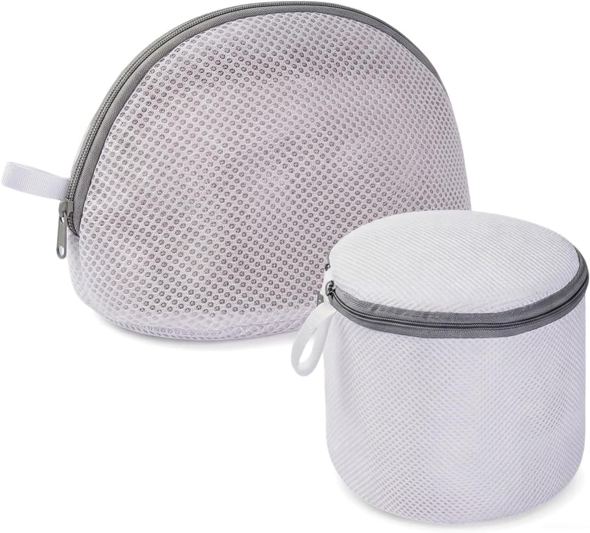 Set van 2 Wasnetten - Wit/Grijs - Klein - Fijnmazige Waszak met Ritssluiting - Voor Lingerie en Ondergoed — afbeelding 1
