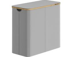 Klarven® Wasmand met Deksel - Opvouwbare Wasmand - Wasmand met 4 Vakken - Laundry Basket - Afneembare Zakken, Draagbare Handvatten - Grijs - 38,5x70,5x78 cm
